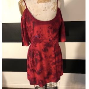 FREE PEOPLE Red Cold-Shoulder Dress size 8
